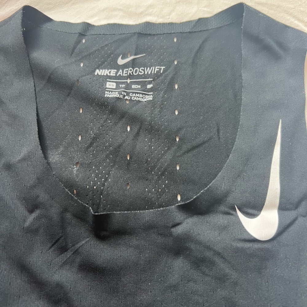 Nike Aeroswift Black Tank Top with White Logo